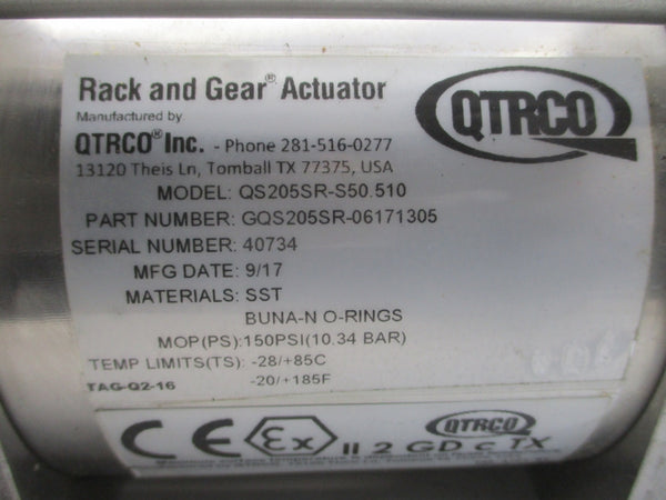 QTRCO GQS205SR-06171305 QS205SR-S50.510 150PSI NSNP