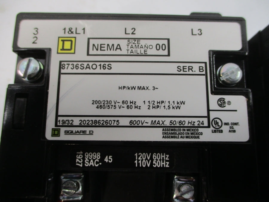SQUARE D 8736SAO16V02S SER. B 110/120V NSMP