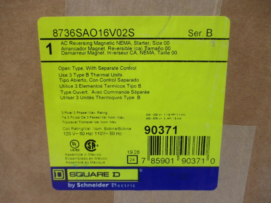 SQUARE D 8736SAO16V02S SER. B 110/120V NSFS