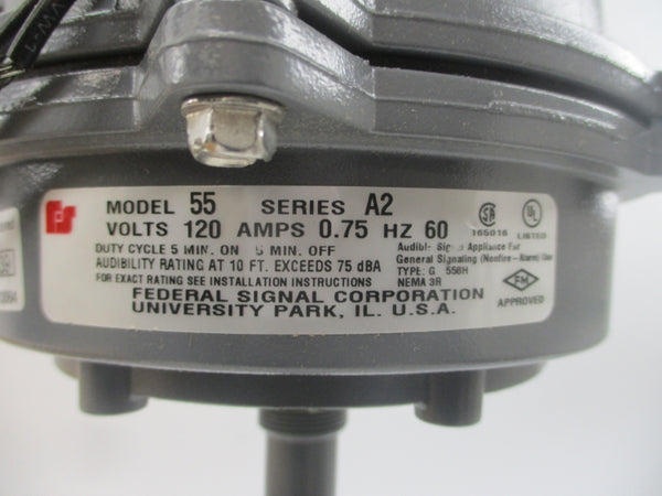 FEDERAL SIGNAL 55-120-1 SER. A2 120VAC 0.75A (GRAY) NSMP