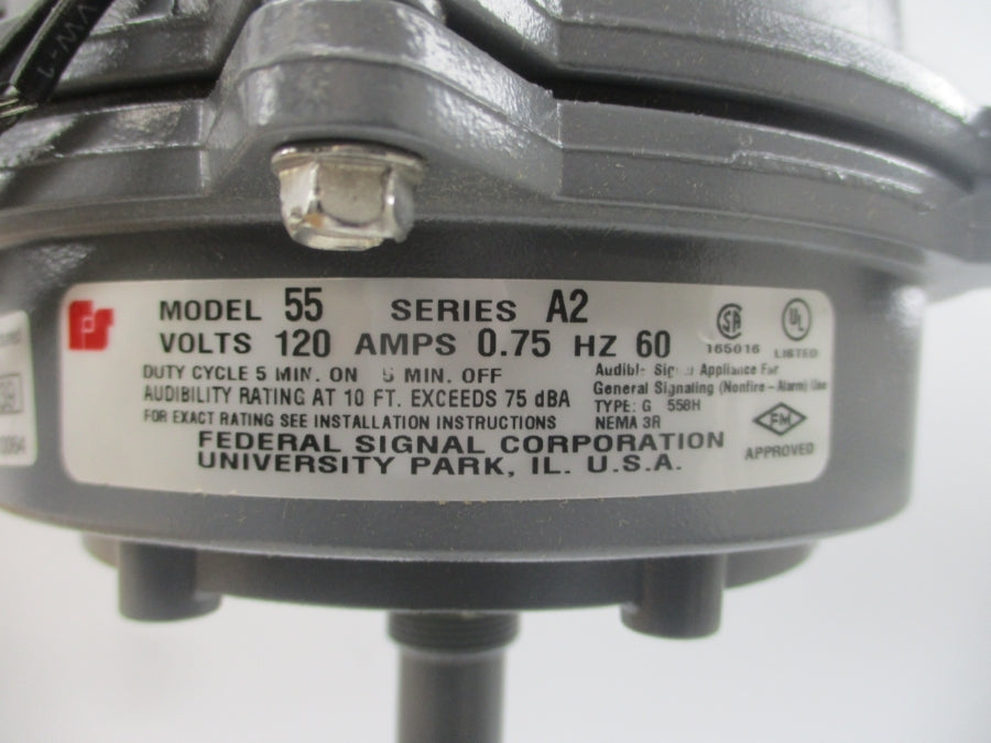 FEDERAL SIGNAL 55-120-1 SER. A2 120VAC 0.75A (GRAY) NSMP
