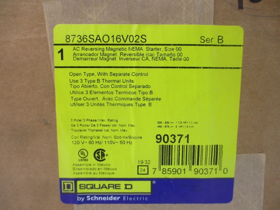 SQUARE D 8736SAO16V02S SER. B 110/120V NSFS