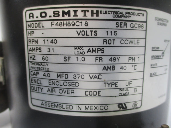 A.O.SMITH F48H89C18 115V 3.1A NSNP