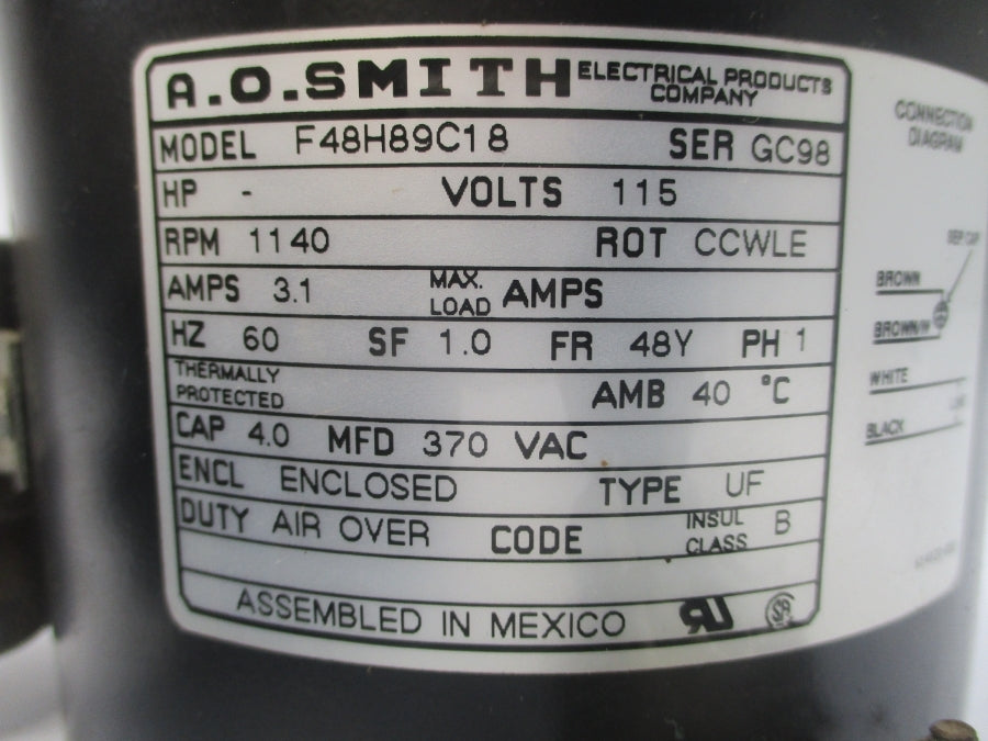 A.O.SMITH F48H89C18 115V 3.1A NSNP
