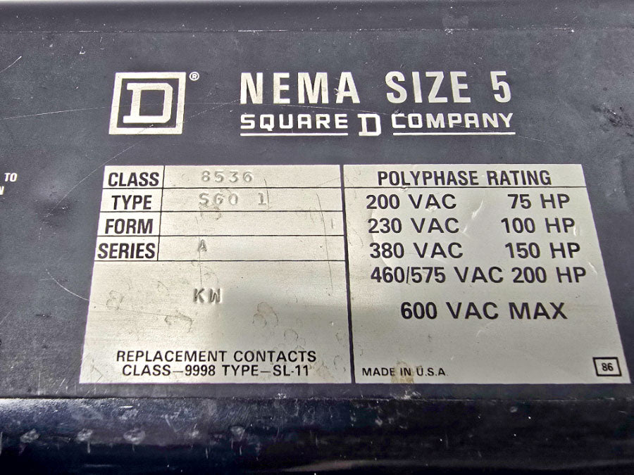 SQUARE D 8536SGO1V06 SER. A 440-480V 30A NSNP