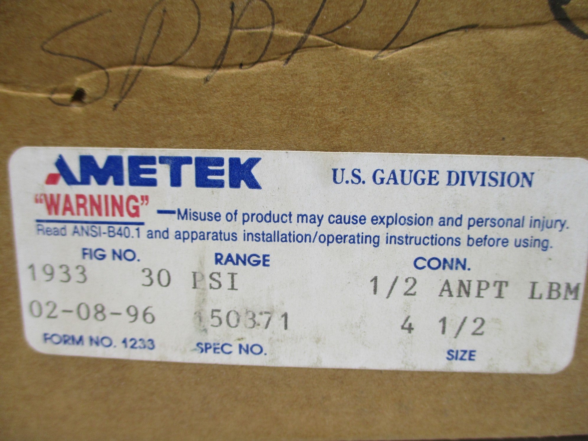 AMETEK 150371 0-30PSI NSMP