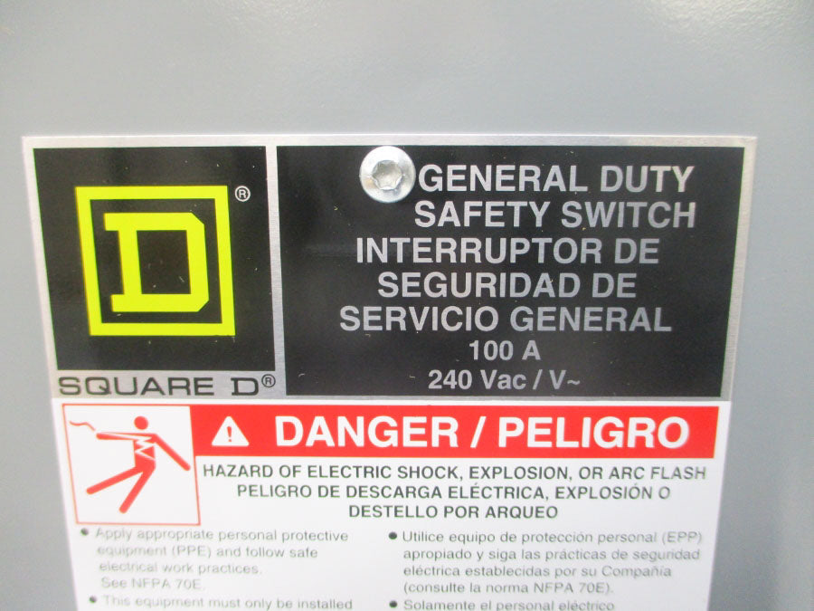 SQUARE D DU323RB SER. F03 240VAC 100A NSMP