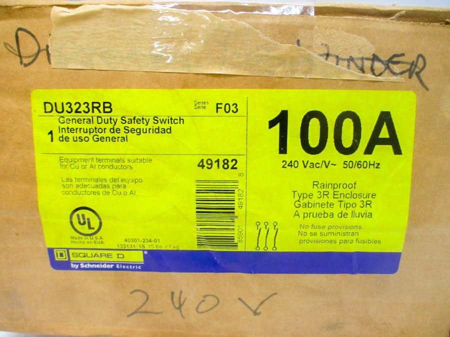 SQUARE D DU323RB SER. F03 240VAC 100A NSMP