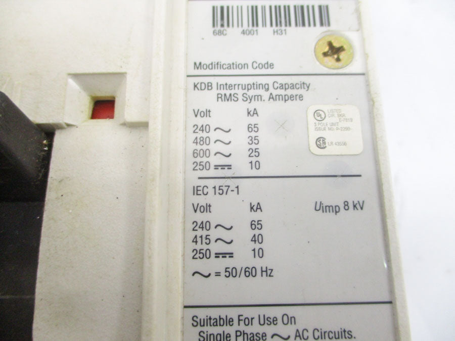 EATON KDB3350W 6642C76G20 600VAC 350A UNMP