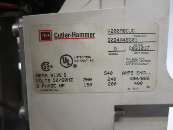 CUTLER HAMMER V200M6CJC 9084A48G01 110/120VAC 540A UNMP