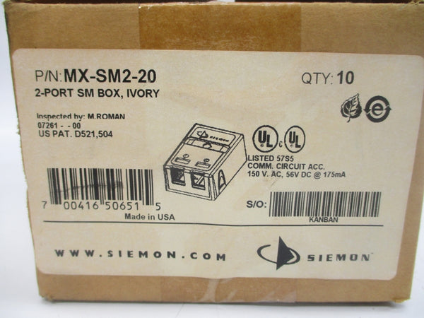 SIEMON MX-SM2-20 150VAC (PKG OF 10) NSMP