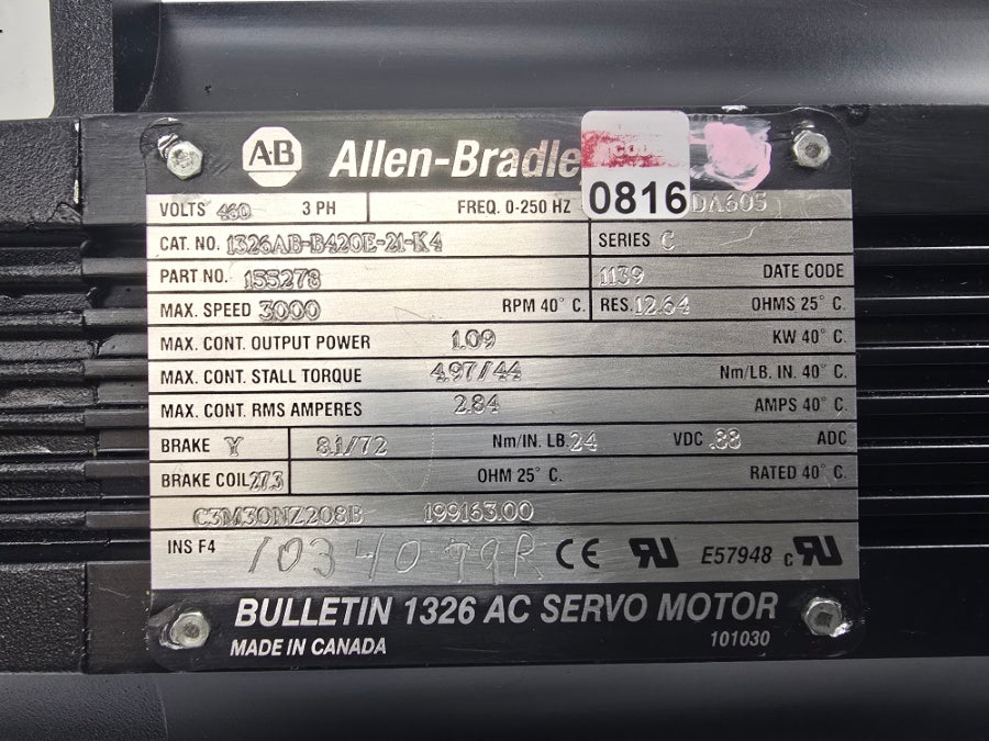 INDUSTRIAL SPARE PART 1326AB-B420E-21-K4 SER. C 460VAC 2.84A NSNP