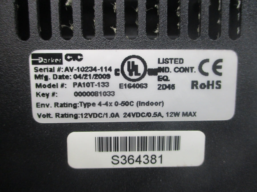 PARKER PA10T-133 12/24VDC 1.0/0.5A NSNP