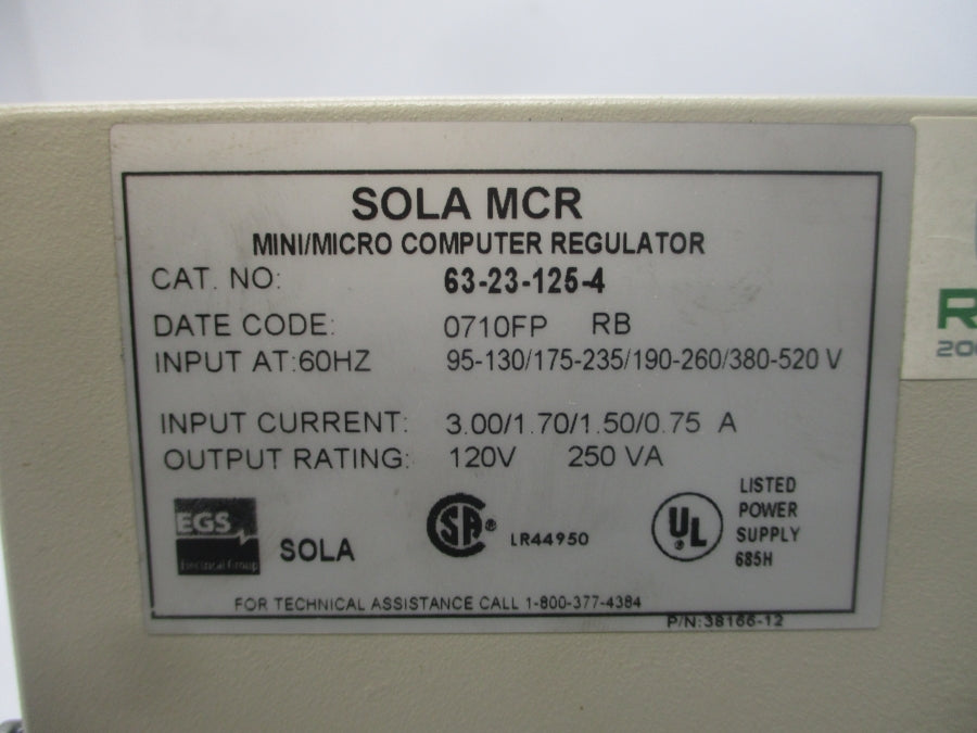 SOLA 63-23-125-4 520V 0.75A (AS PICTURED) NSNP