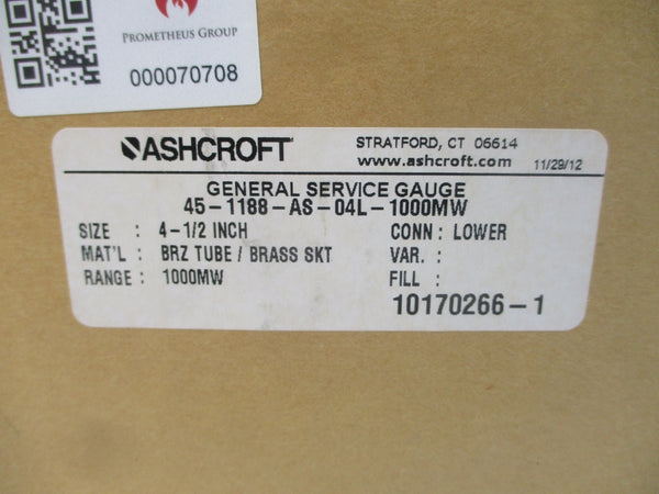 ASHCROFT 45-1188-AS-04L-1000MW 4-1/2" NSMP