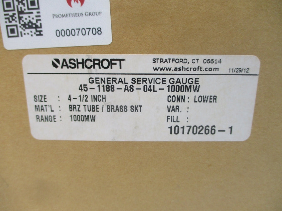 ASHCROFT 45-1188-AS-04L-1000MW 4-1/2" NSMP