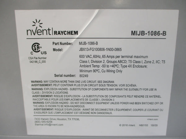 NVENT MIJB-1086-B JBX13-FG100806-1N00-0865 600VAC 65A NSMP