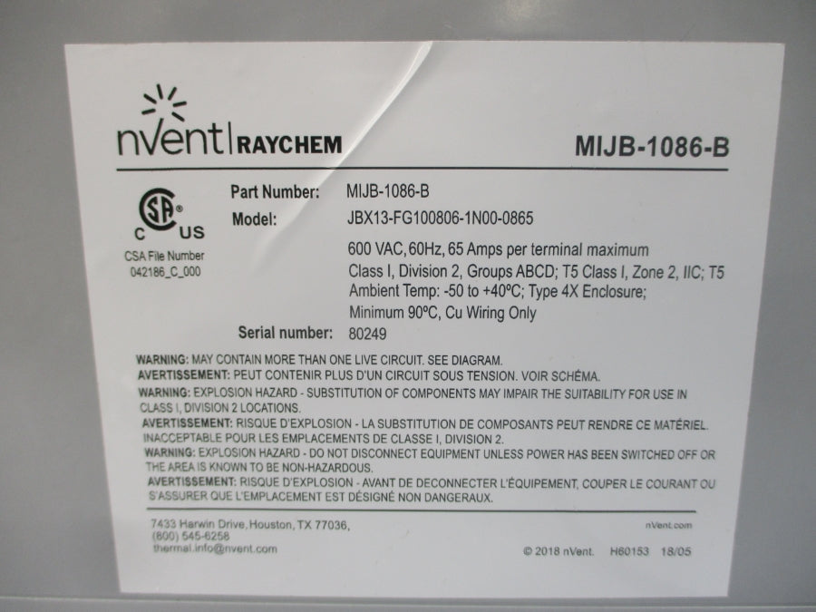 NVENT MIJB-1086-B JBX13-FG100806-1N00-0865 600VAC 65A NSMP