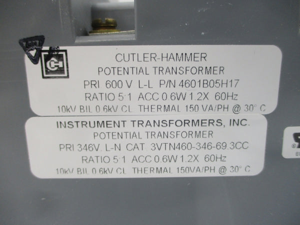 CUTLER HAMMER 4601B05H17 3VTN460-346-69.3CC 346/600V NSMP