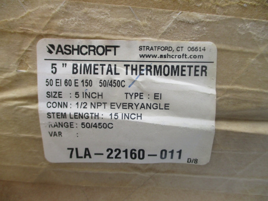 ASHCROFT 50EI60E150 50/450'C 5" STEM15 NSMP