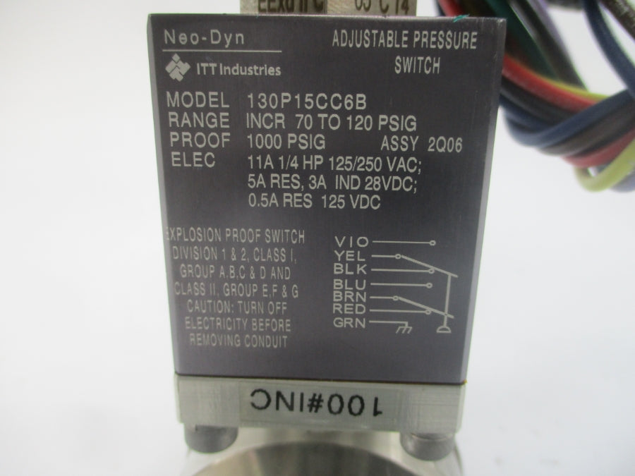 NIKKISO 46-072 130P15CC6B 125/250VAC 5A 70-120PSI NSMP