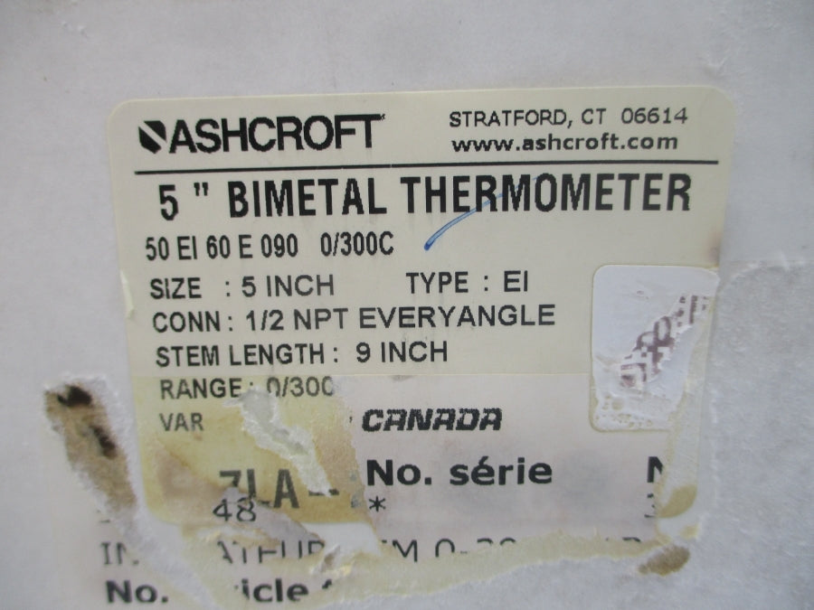 ASHCROFT 50EI60E090 0/300'C 5" STEM9 NSMP