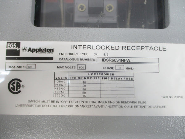APPLETON IDSR6034NFW 600VAC 60A NSNP