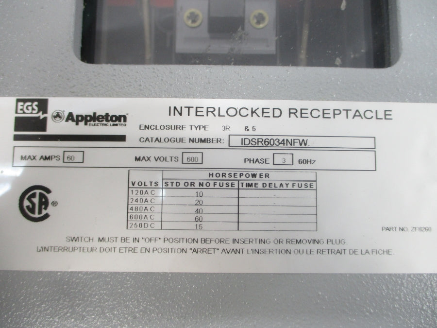 APPLETON IDSR6034NFW 600VAC 60A NSNP