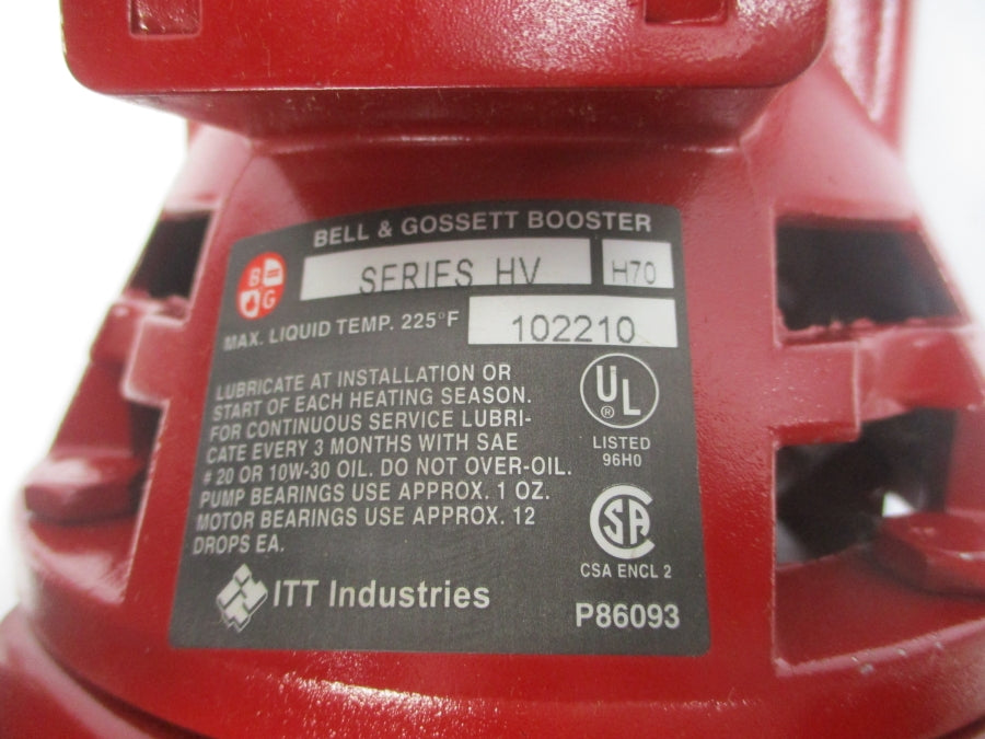 BELL & GOSSETT HV M74794 M10711-1-2-07 115V 1.9A NSNP