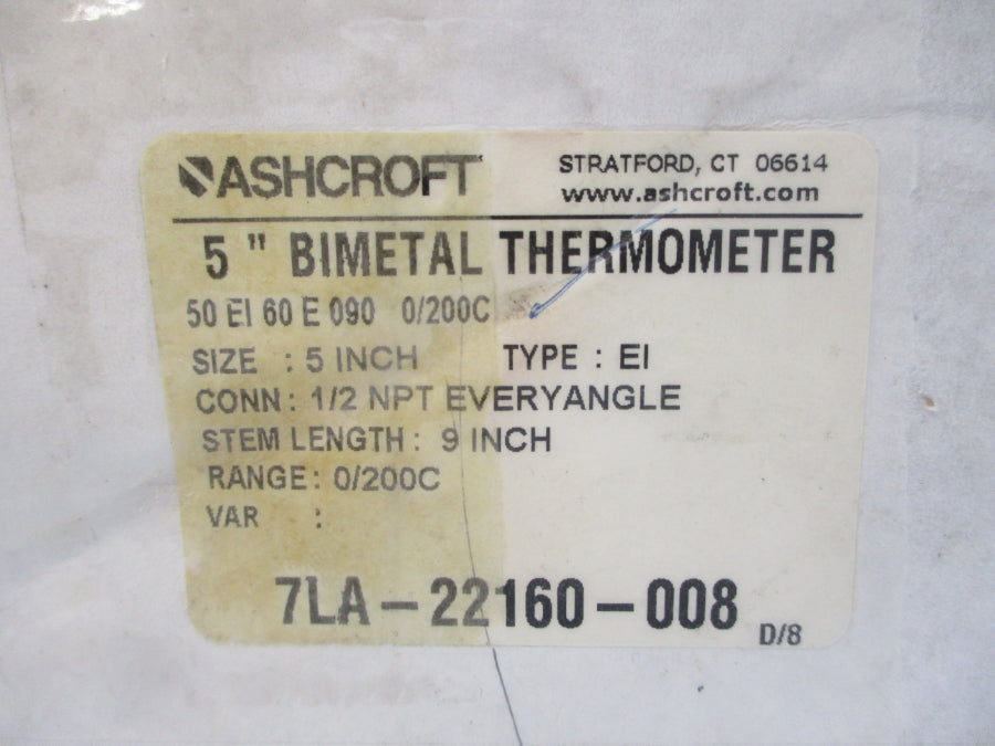 ASHCROFT 50EI60E090 0/200'C 5" STEM9 NSMP
