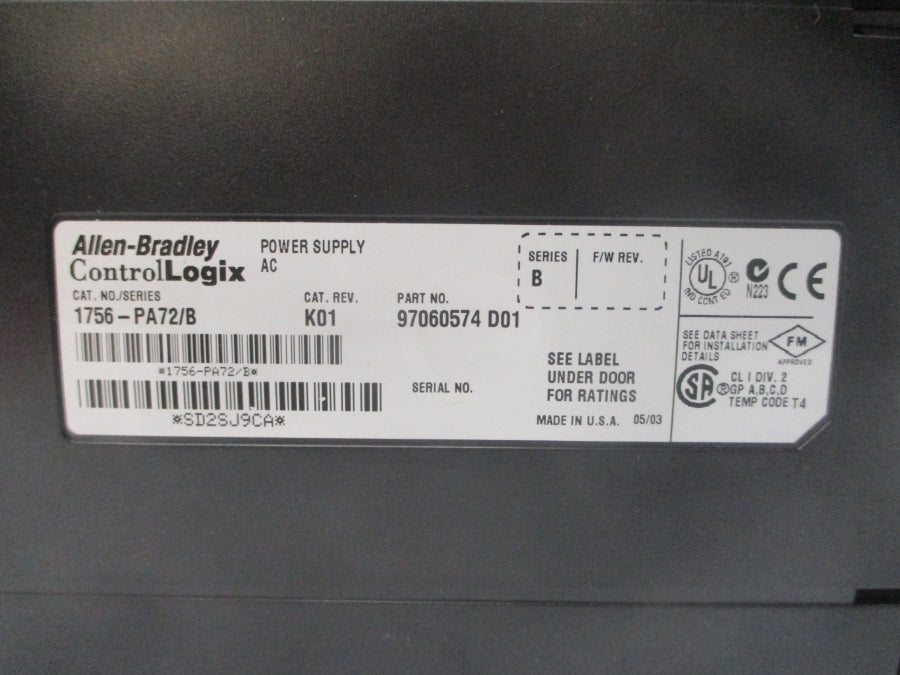INDUSTRIAL SPARE PART 1756-PA72 SER. B REV. K01 NSMP