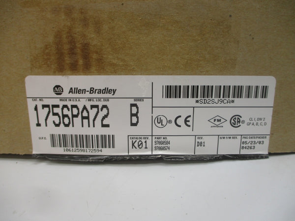 INDUSTRIAL SPARE PART 1756-PA72 SER. B REV. K01 NSMP