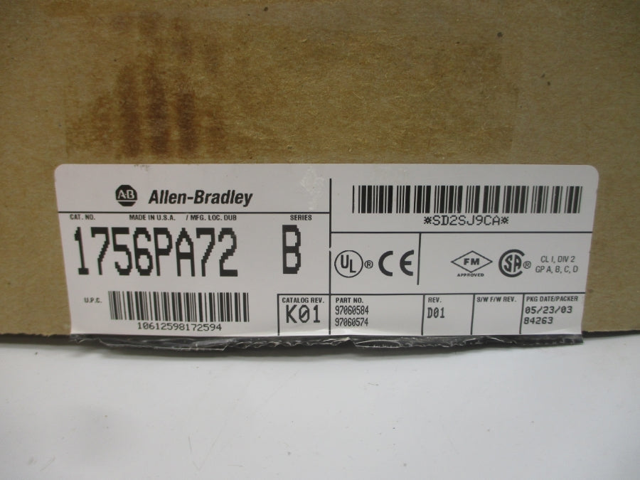 INDUSTRIAL SPARE PART 1756-PA72 SER. B REV. K01 NSMP