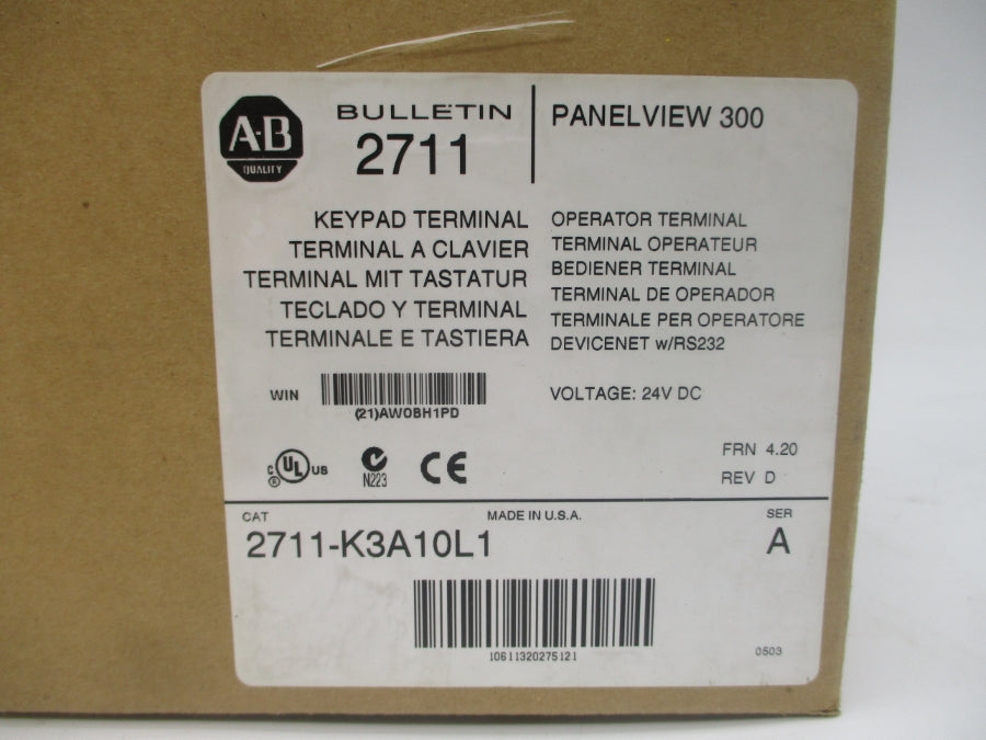INDUSTRIAL SPARE PART 2711-K3A10L1 SER. A F/W 4.20 24VDC .42A REV. C NSMP