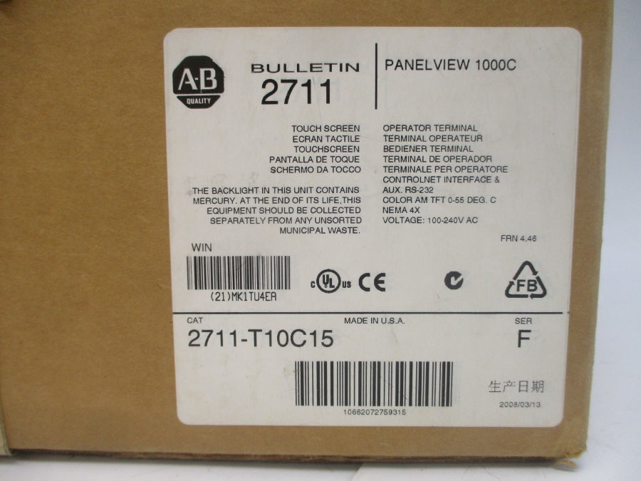 INDUSTRIAL SPARE PART 2711-T10C15 SER. F F/W 4.46 100-240VAC 0.4-0.25A NSMP
