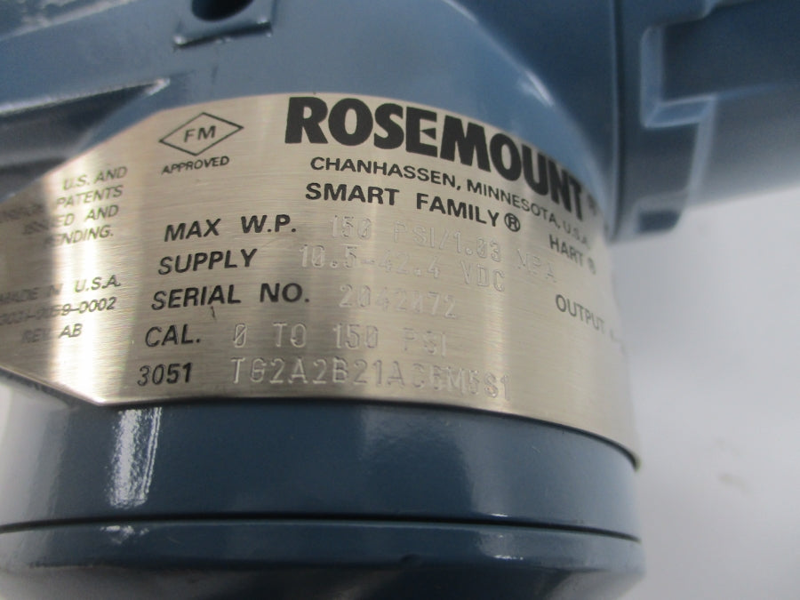 ROSEMOUNT 3051TG2A2B21AC6M5S1 10.5-42.4VDC 150PSI NSNP
