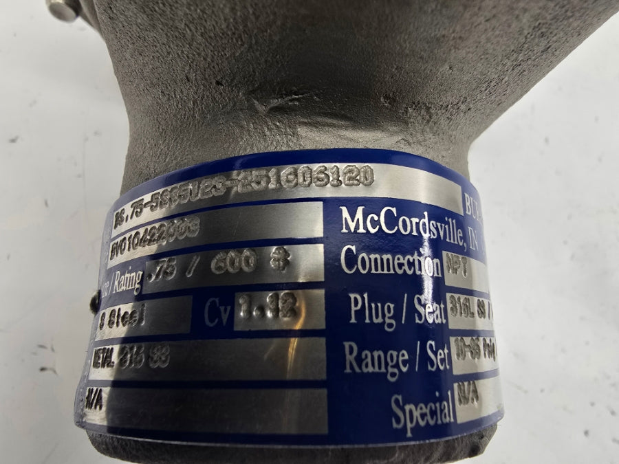 BURLING VALVE BS.75-5SS5123-251606120 10-35PSI 0.75" NSNP