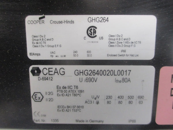 CEAG GHG2640020L0017 690V 80A NSNP