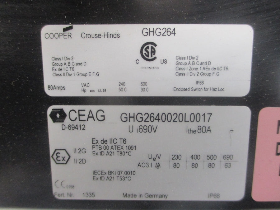 CEAG GHG2640020L0017 690V 80A NSNP