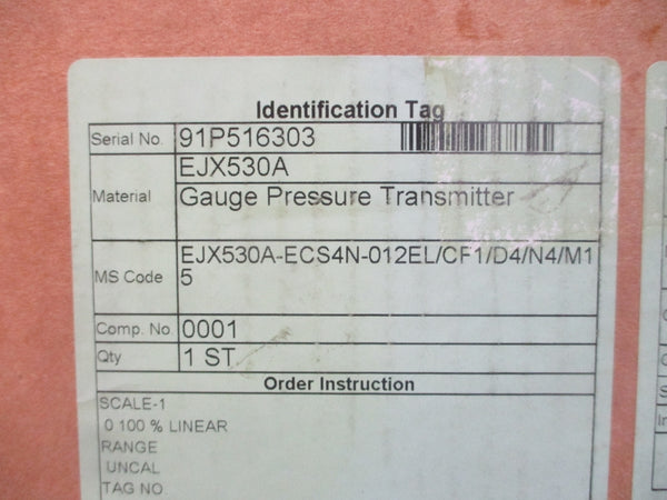 YOKOGAWA EJX530A-ECS4N-012EL/CF1/D4/N4/M15 10.5-42VDC NSMP