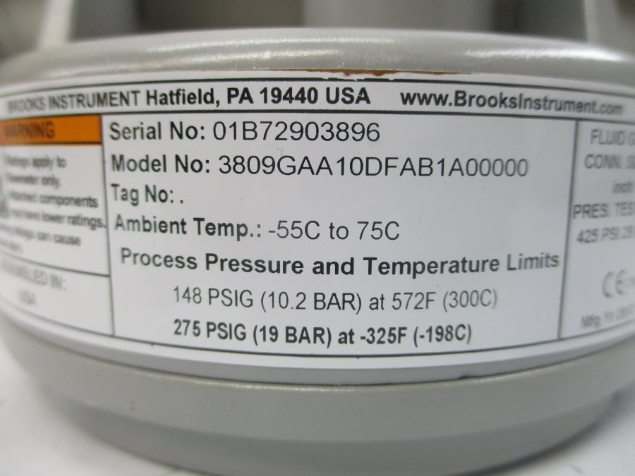 BROOKS INSTRUMENT 3809GAA10DFAB1A00000 275PSI 1" NSNP