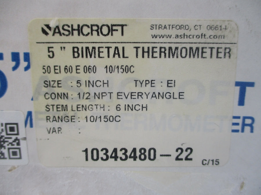 ASHCROFT 50EI60E060 10/150'C 5" STEM6 NSMP