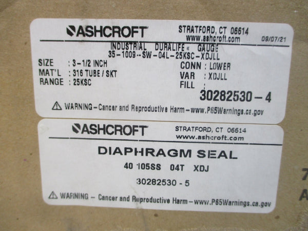 ASHCROFT 35-1009-SW-04L-25KSC-XDJLL 25KSC 3-1/2" NSMP
