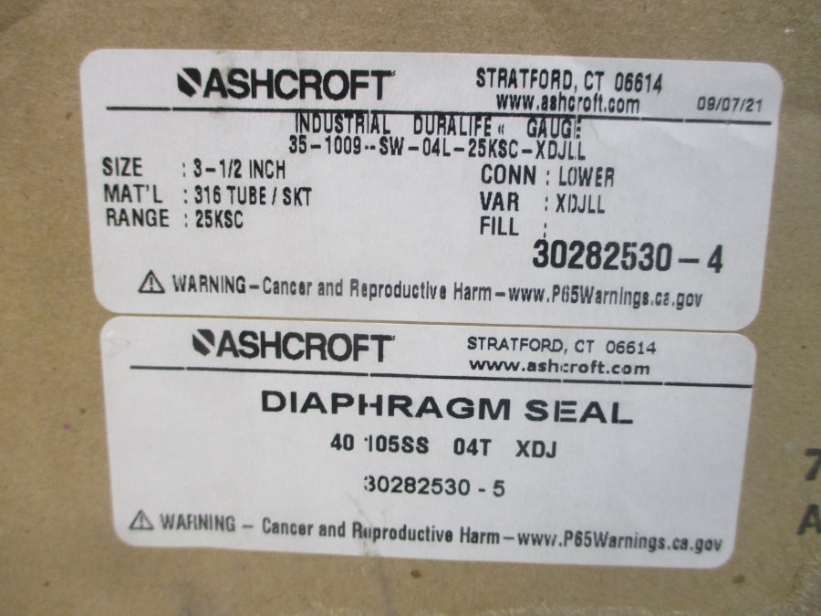 ASHCROFT 35-1009-SW-04L-25KSC-XDJLL 25KSC 3-1/2" NSMP