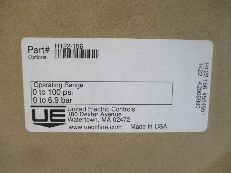 UNITED ELECTRIC CONTROLS H122-156 480VAC 15A 0-100PSI NSMP