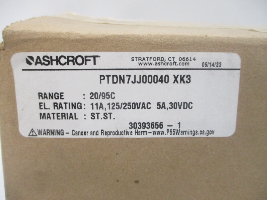 ASHCROFT PTDN7JJ00040XK3 125/250VAC 11A 20/95'C NSMP