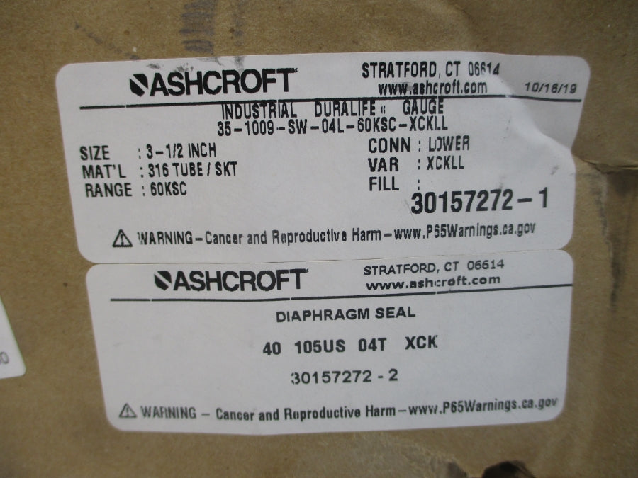 ASHCROFT 35-1009-SW-04L-60KSC-XCKLL 60KSC 3-1/2" NSMP