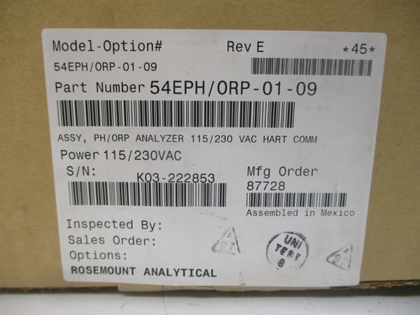 ROSEMOUNT 54EPH/0RP-01-09 115/230VAC REV. E NSMP