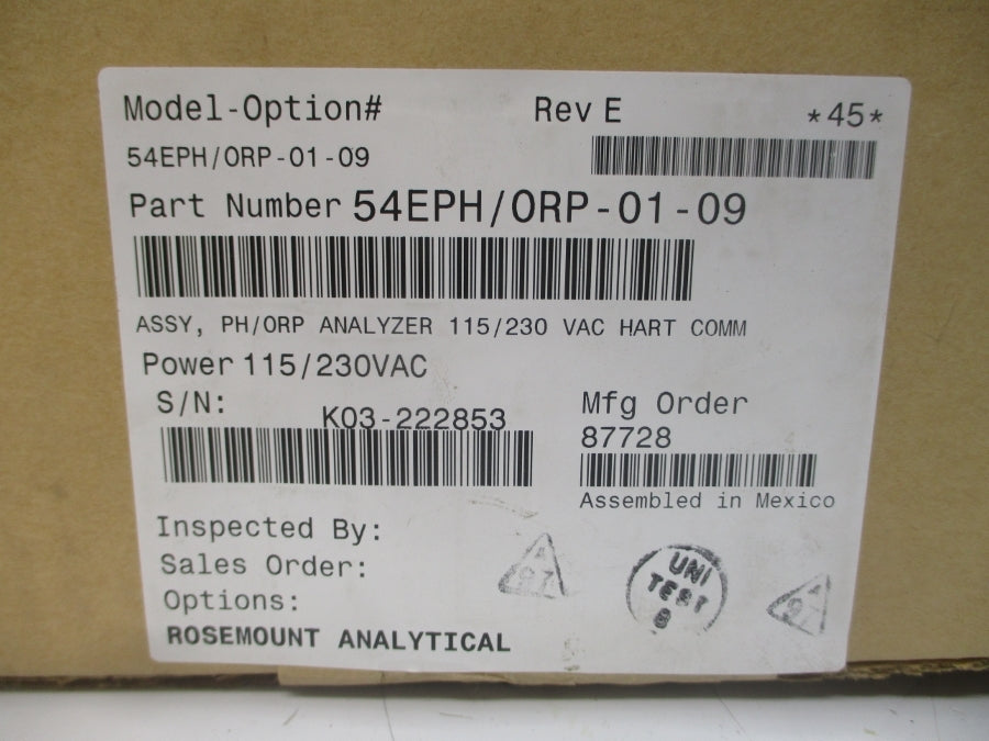 ROSEMOUNT 54EPH/0RP-01-09 115/230VAC REV. E NSMP