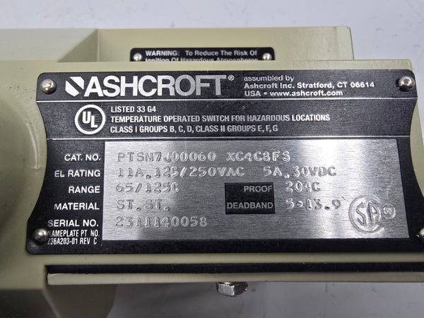 ASHCROFT PTSN7J00060XC4C8FS 125/250VAC 11A NSMP